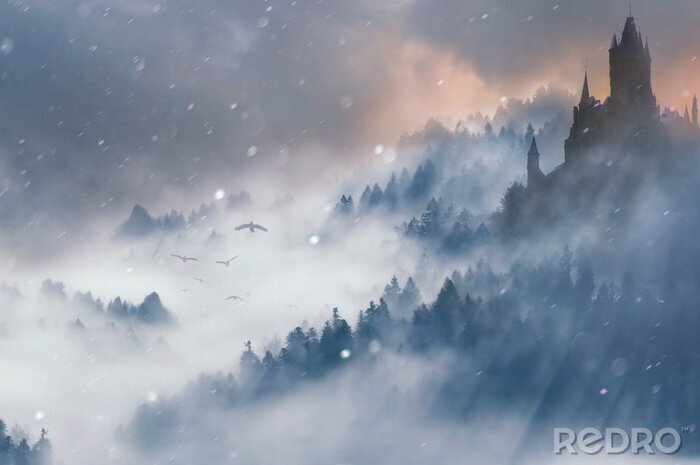 Canvas Fantasie kasteel in de winter