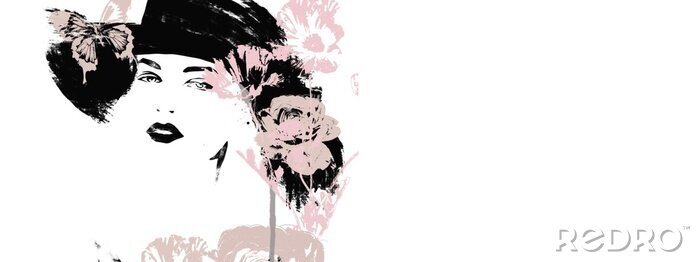 Canvas Fashion illustration. Watercolor painting woman.