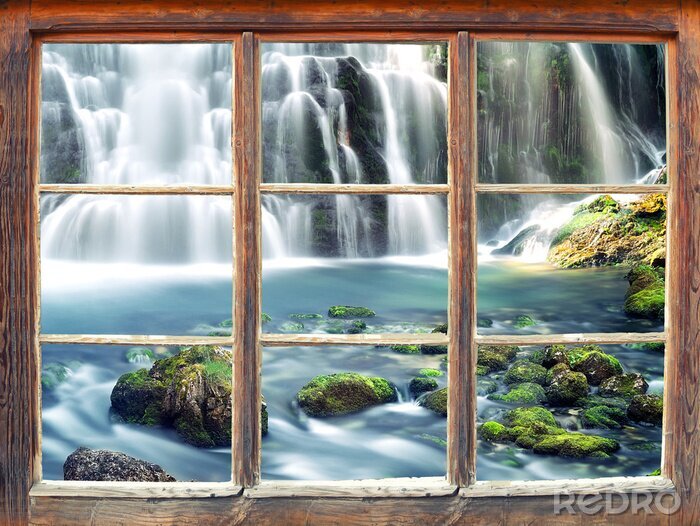 Canvas Fensterblick - Waterval