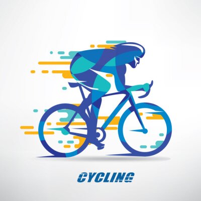 Canvas fiets race gestileerde achtergrond, fietser vector silhouet