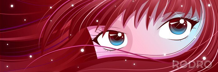Canvas Fire - roodharige Het Meisje van Manga