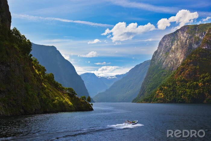 Canvas Fjord Naeroyfjord in Noorwegen - beroemde Unesco