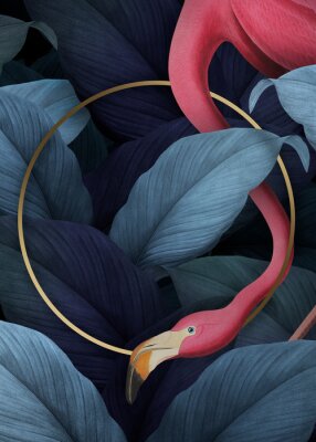 Flamingo en een gouden rand
