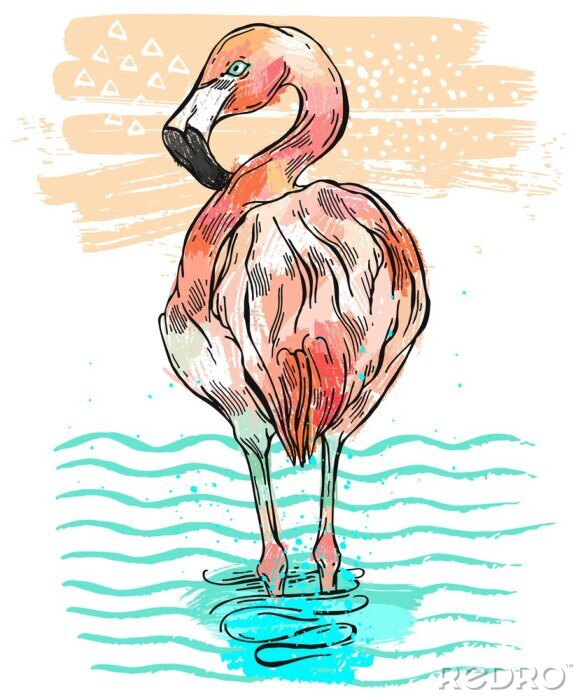 Canvas Flamingo-illustratie