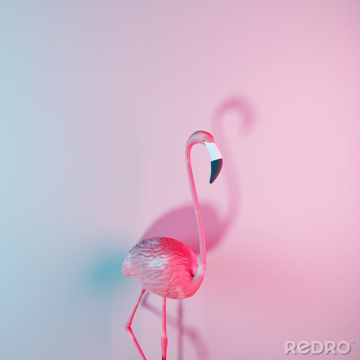Canvas Flamingo op een neonachtergrond