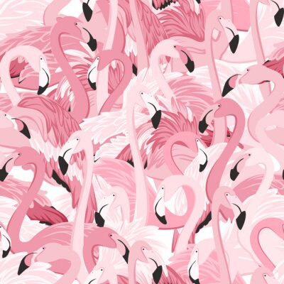 Canvas Flamingo's op een grafisch patroon