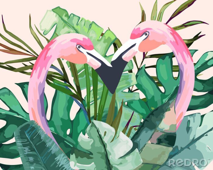 Canvas Flamingo's verliefd