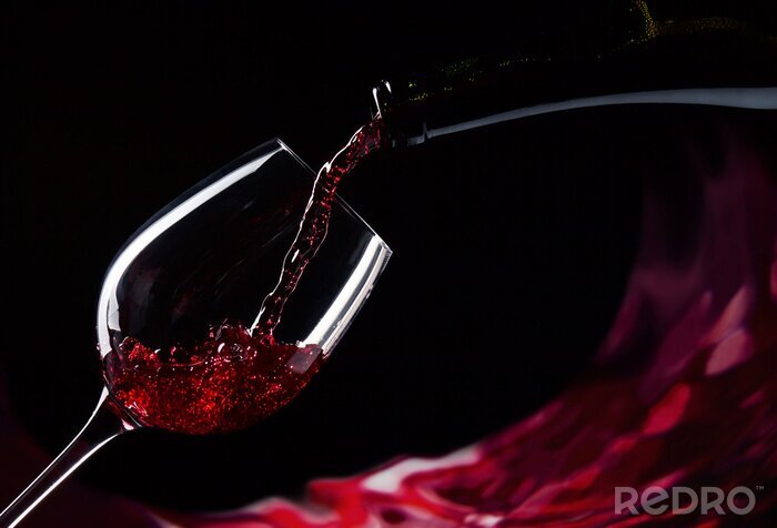 Canvas fles en glas met rode wijn