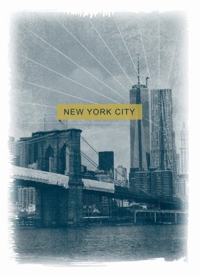 Canvas Fotoprint New York brooklyn brug T-shirt grafische typografie