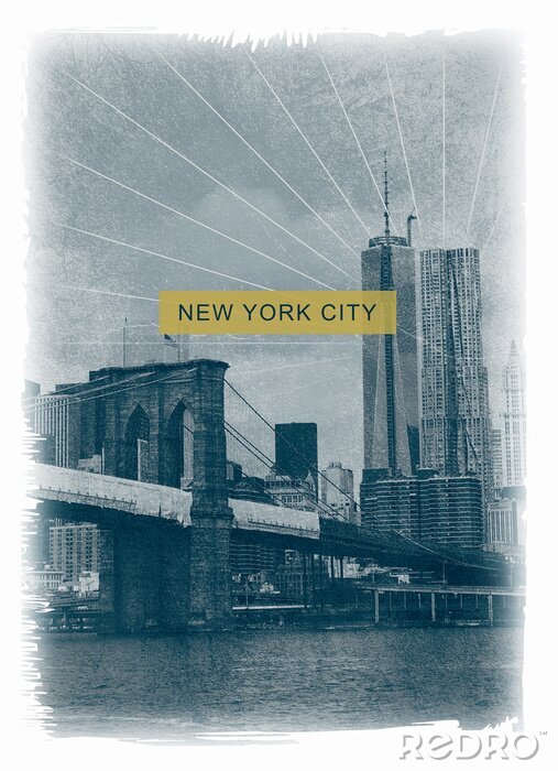Canvas Fotoprint New York brooklyn brug T-shirt grafische typografie