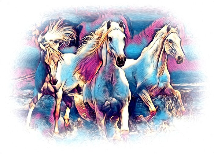 Canvas Freehand horse head pencil drawing