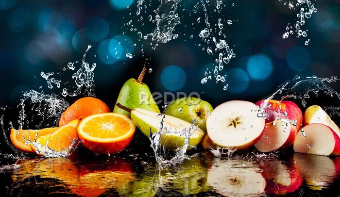 Canvas Fruit in druppels water