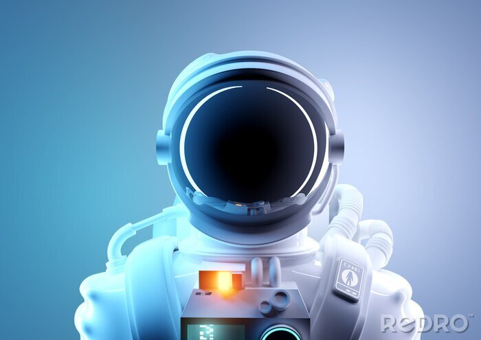 Canvas Future space exploration. A portrait of a adult astronaut in a futuristic and protective space suit. 3D illustration.