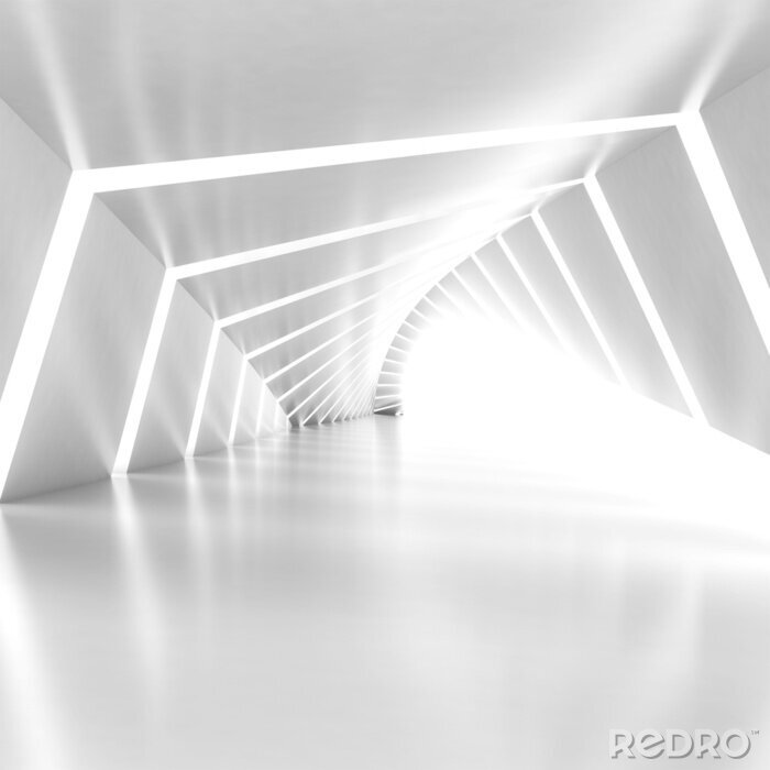 Canvas Futuristische witte tunnel
