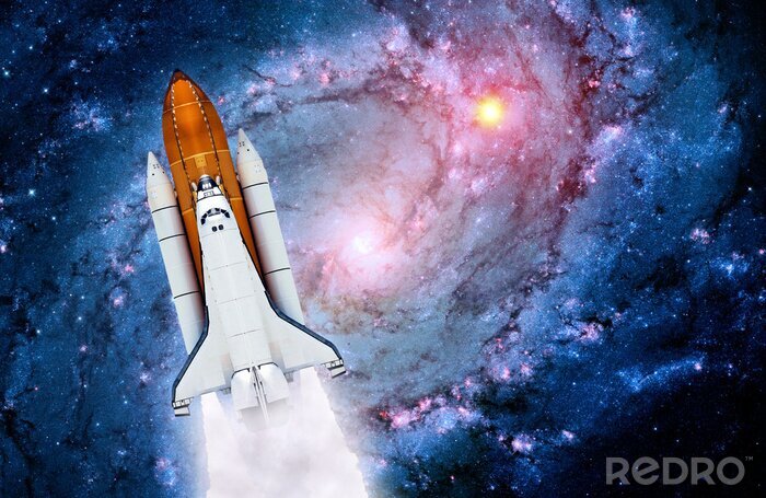 Canvas Galaxy met een raket