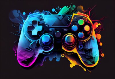 Canvas Gamecontroller met neonkleuren