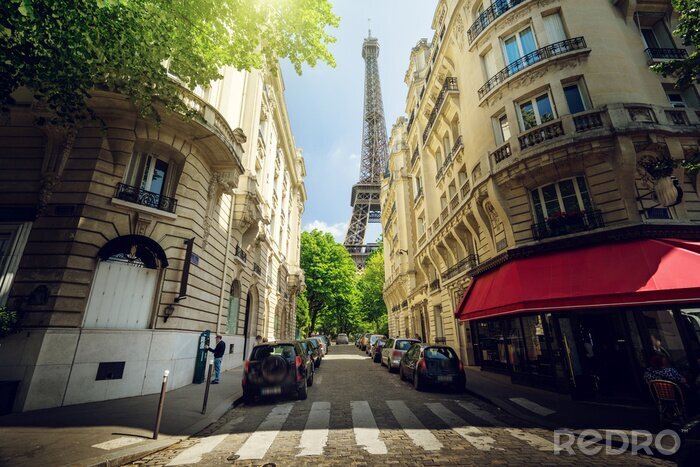 Canvas gebouw in Parijs in de buurt van Eiffeltoren