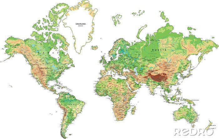 Canvas Gedetailleerde wereldkaart