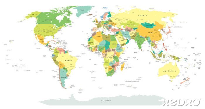 Canvas Geel-groene wereldkaart