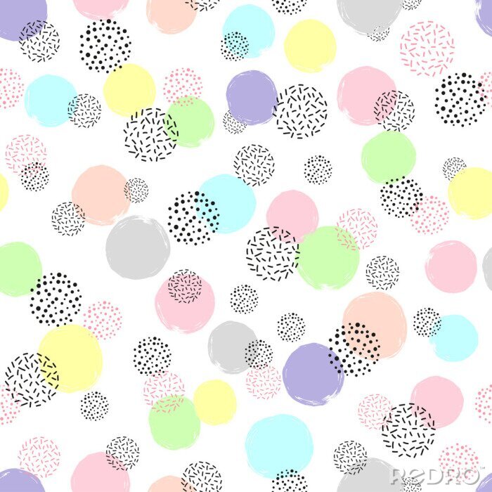 Canvas Gekleurd dessin met stippen en cirkels