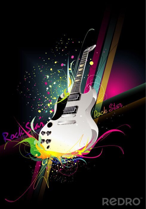 Canvas Gekleurde gitaar