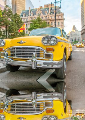 Gele taxi in de straten van New York