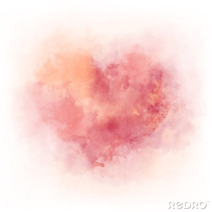 Canvas Gentle pink watercolor heart - romantic ald love symbol