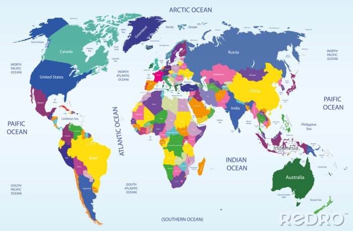 Canvas Geografische wereldkaart