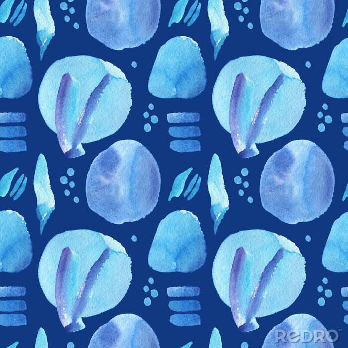 Canvas geometric abstract blue spot blotch dot stripe vertical marine isolated pattern watercolor repeating seamless fabric textile background