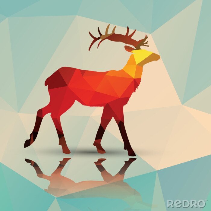 Canvas Geometric polygonal deer, pattern design, vector