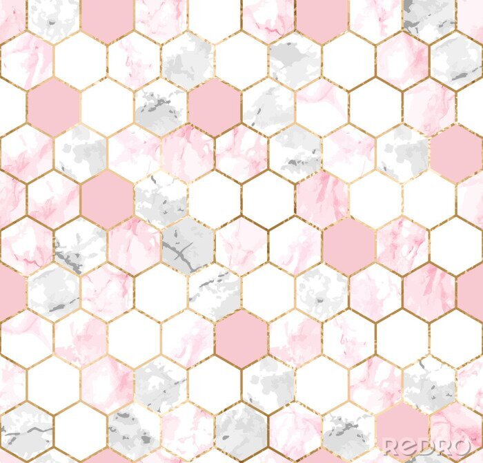 Canvas Geometrisch geplaatste marmeren tegels