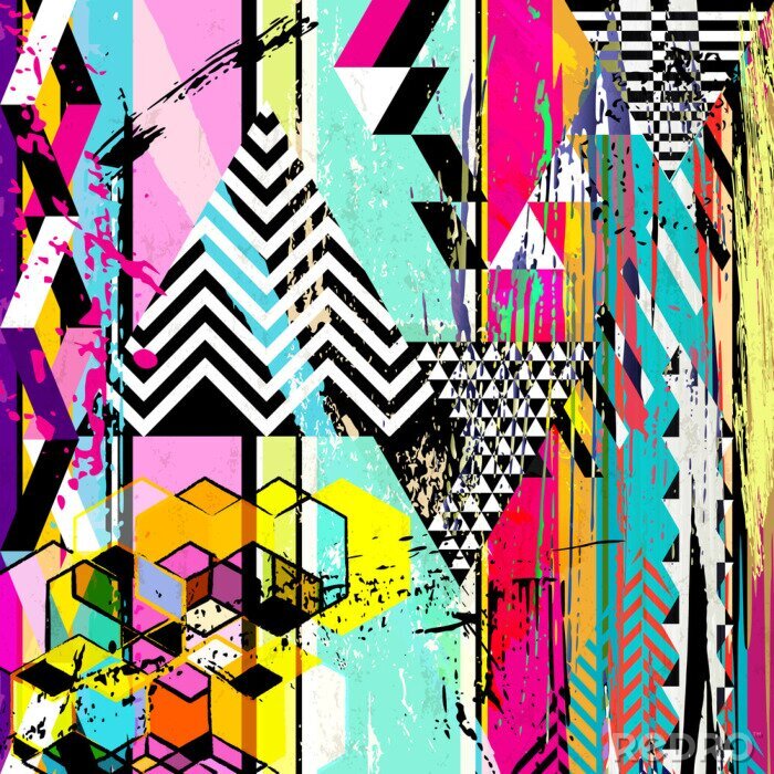 Canvas Geometrische graffiti in kleur
