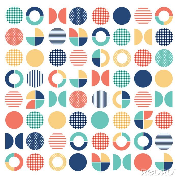 Canvas Geometrische kleurrijke gemengde cirkel naadloze patroon achtergrond