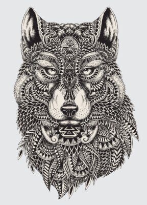 Canvas Geometrische wolf