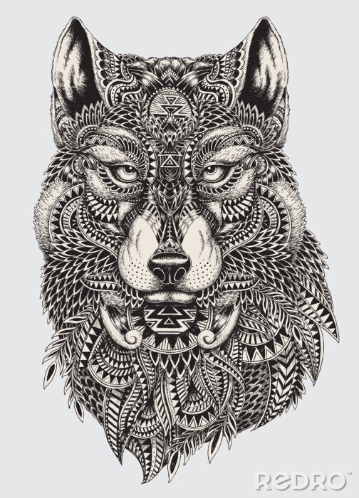 Canvas Geometrische wolf