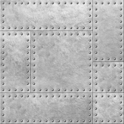 gepantserde metalen platen met klinknagels naadloze achtergrond of textuur 3d illustratie