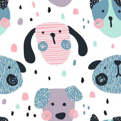 Geschilderde gekleurde honden op een kinderthema