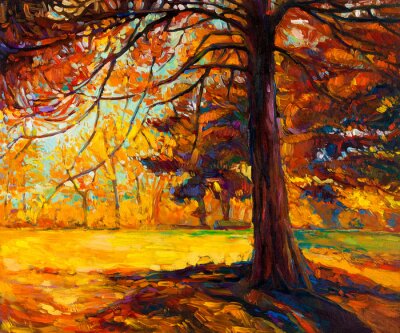 Canvas Geschilderde herfstbomen