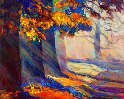 Canvas Geschilderde herfstbomen