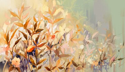 Canvas Geschilderde veldbloemen in herfstkleuren