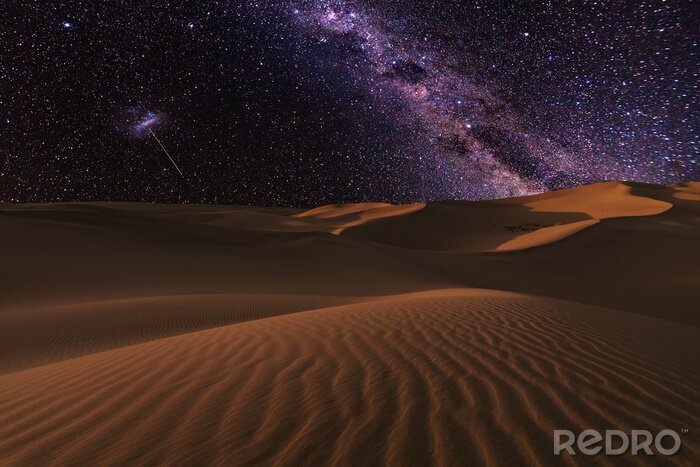 Canvas Geweldig uitzicht op de Sahara-woestijn onder de sterrenhemel.