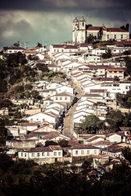 Canvas Gezicht op de stad Ouro Preto in Minas Gerais Brazilië