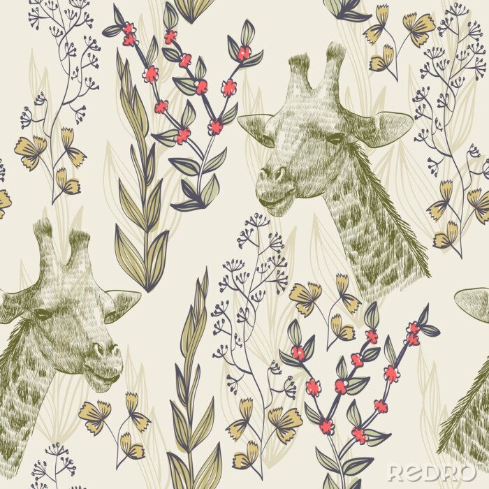 Canvas Giraffen en de natuur om hen heen