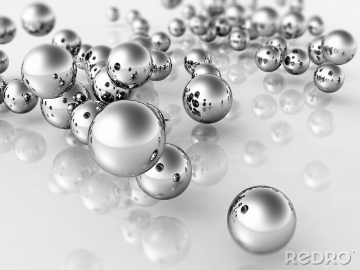 Canvas Glanzende 3D ballen op glas