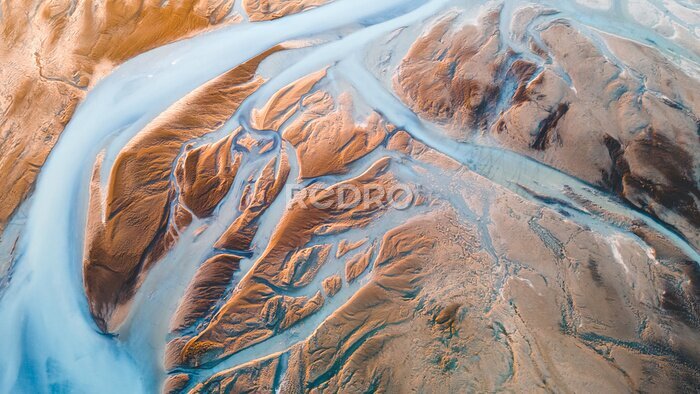 Canvas Gletsjerrivier van bovenaf gezien