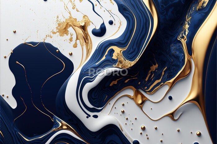 Canvas Gold and blue marble stone textured background wallpaper