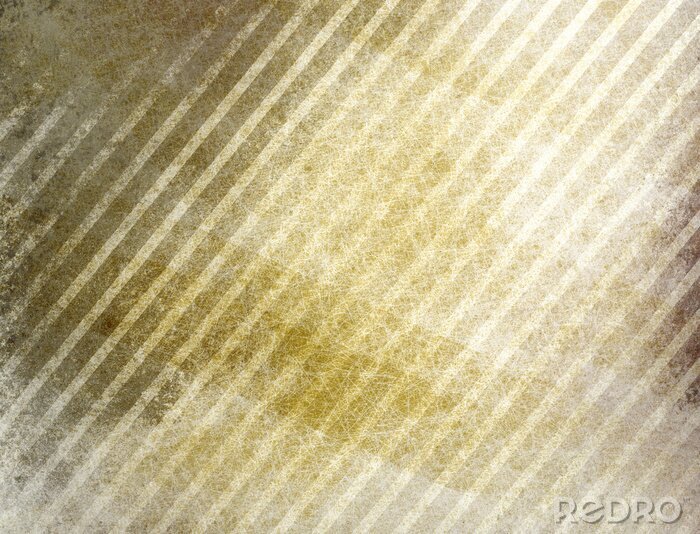 Canvas  gold background with white stripes in diagonal pattern and faint gray grunge messy texture