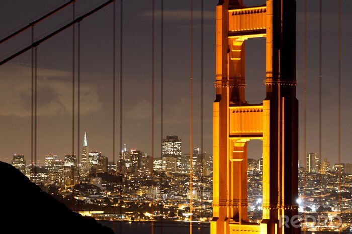 Canvas Golden Gate bij nacht