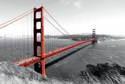Canvas Golden Gate Bridge Red Pop on B&W