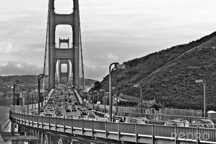 Canvas Golden Gate in zwart-wit